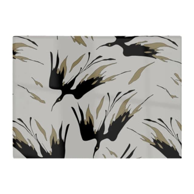 Warren Reed Designer Black And Gold Fire Bird Silhouettes Glass Chopping Board