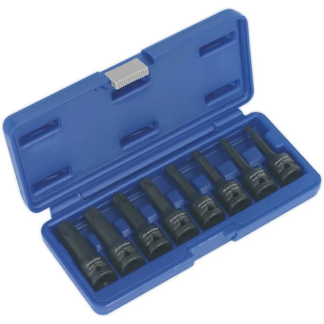 Loops 8 Piece Impact Socket Bit Set - 1/2" Square Drive - TRX-Star - Chromoly Steel Metallics