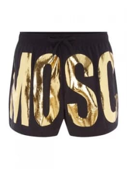 Mens Moschino Foil Logo Swim Shorts Black