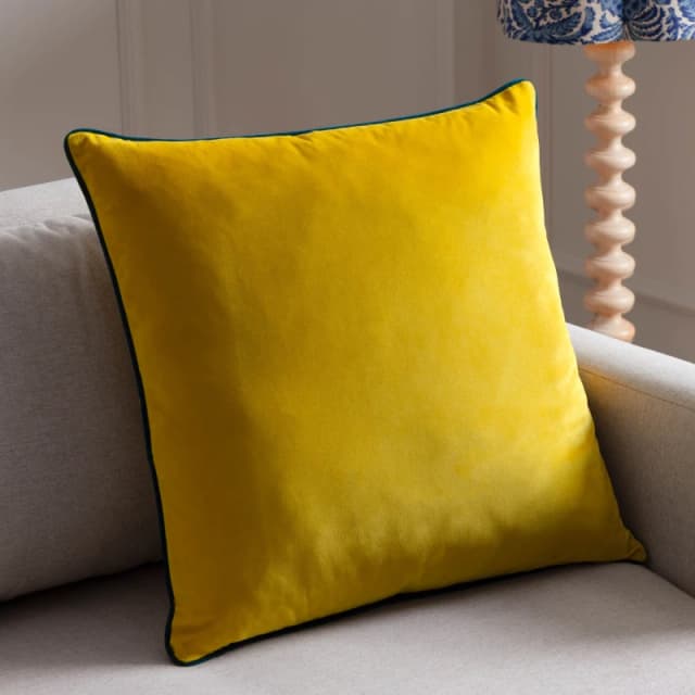 Furn Furn Meridian Velvet Cushion in Yellow Size: 45cm x 45cm Yellow 45cm x 45cm Unisex 5025532353511