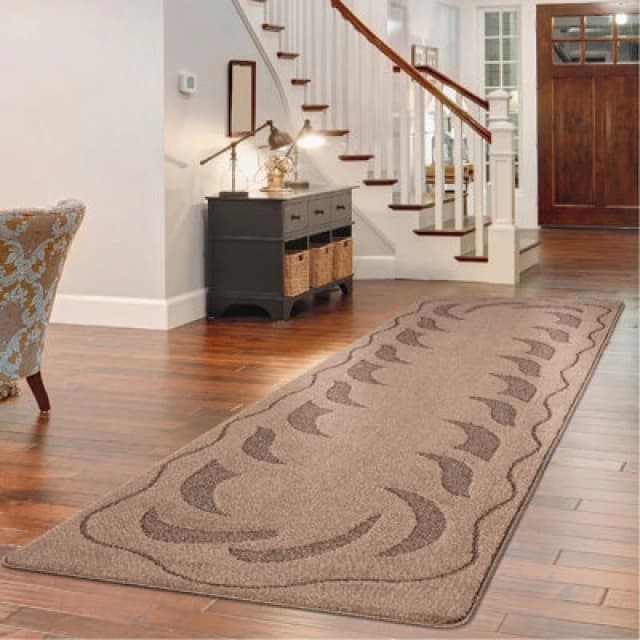 Smart Living Smart Living Ovalack Heavy Duty Machine Washable Hallway Kitchen Non Slip Door Mat in Beige Size: 60cm x 220cm Beige 60cm x 220cm Unise