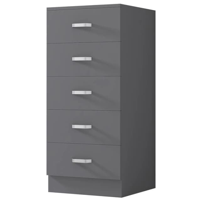 FWStyle FWStyle Grey 5 Drawer Chest Of Drawers Metal Handles Tall Slim Grey One Size Unisex 5056413127853