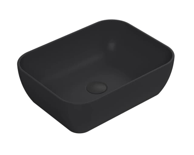 Balterley Square Ceramic Countertop Vessel Without Overflow Matt Black 455mm Black