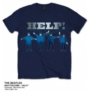 The Beatles Help Silver Logo Navy T Shirt: Large