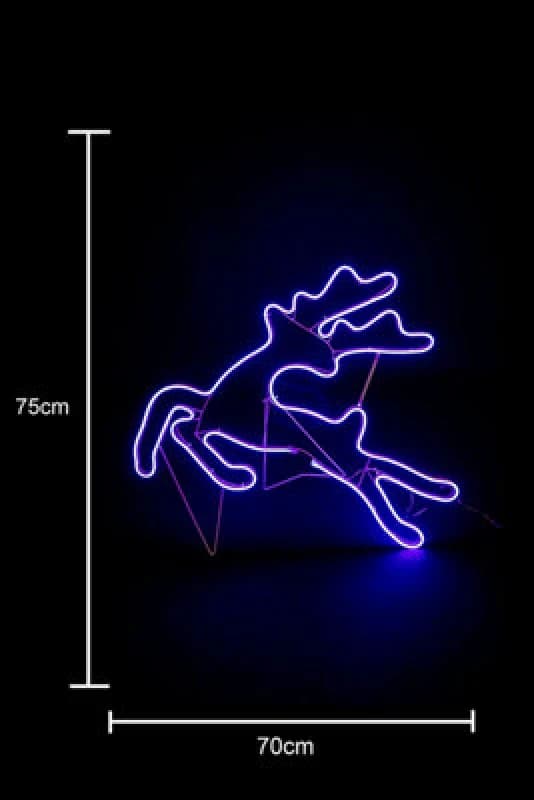 Shatchi Jumping Reindeer Neon Effect Rope Light Silhouette Double Side 90 Blue Leds Christmas Outdoor