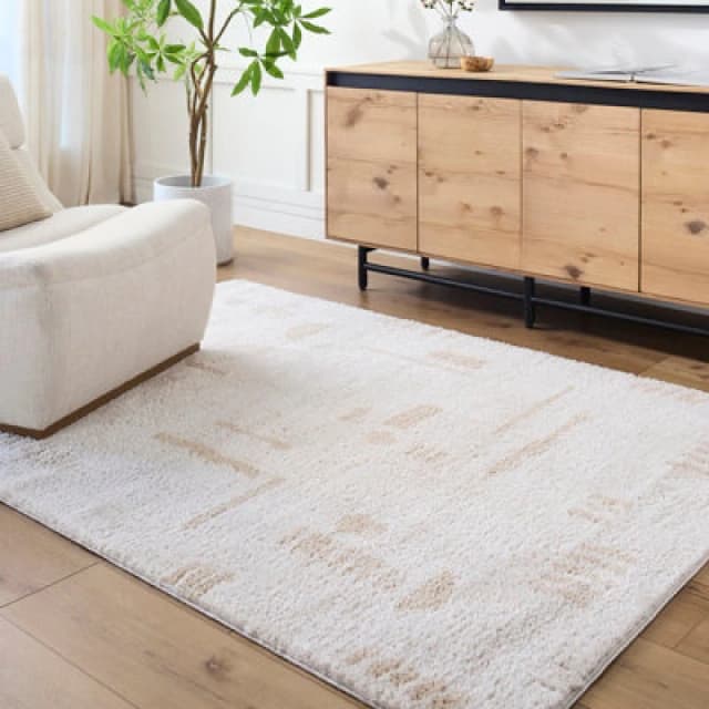 Livabliss Machine Washable Modern Shaggy Beige Soline Area Rug 200 X 275cm - Easy Care, Non Shedding, Ideal For Living Room & Bedroom
