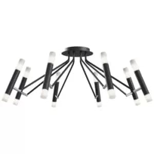 Maytoni Vigo Modern Multi Arm Semi Flush Ceiling light Black, Glass Matt White Shade