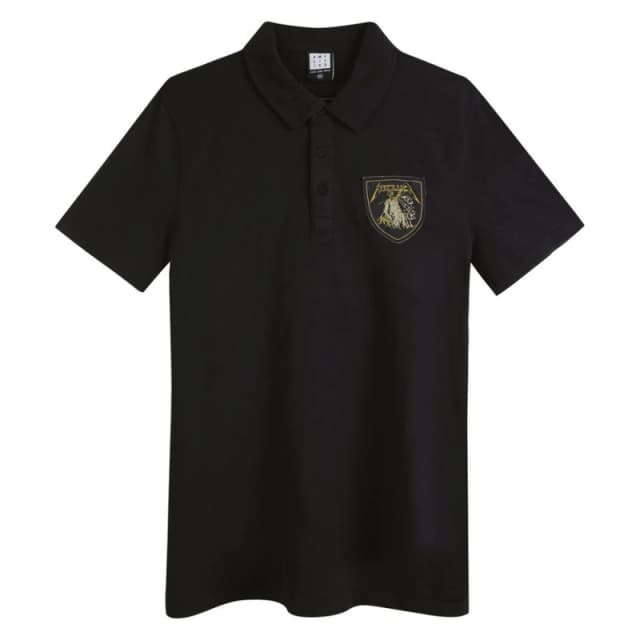 Amplified Mens And Justice For All Metallica Polo Shirt in Black Size: Small Black Male S