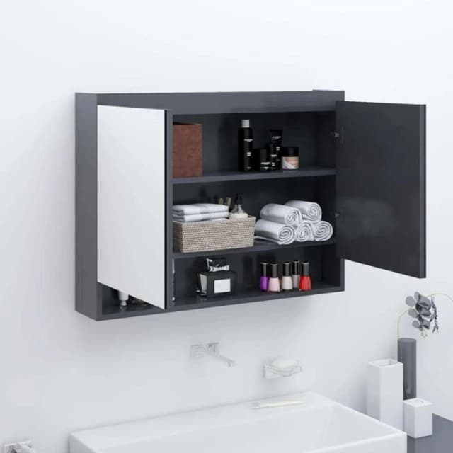 VIDAXL Bathroom Mirror Cabinet 80x15x60cm mdf Grey Vidaxl 8720286391600