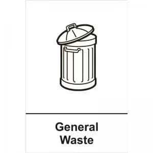 General Waste’ Recycling Sign; Rigid 1mm PVC Board 200mm x