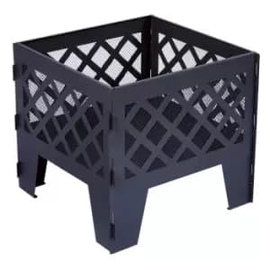 Premier Square Black Metal Fire Pit - Garden & Outdoor