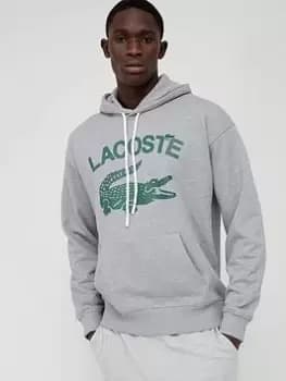 Lacoste Large Logo Overhead Hoodie - Grey, Size 2XL, Men