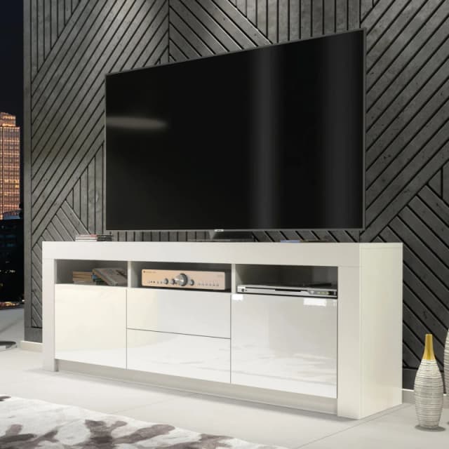 Creative Furniture Creative Furniture TV Unit 160cm Modern - White with High Gloss Doors White One Size Unisex 5061075249935