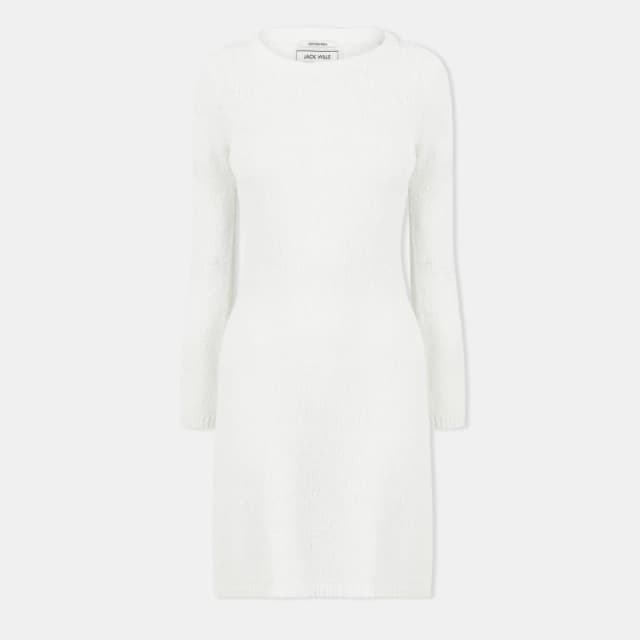 Jack Wills Womens Knitted Bell-Sleeve Mini Jumper Dress Vintage White female 8 (XS)