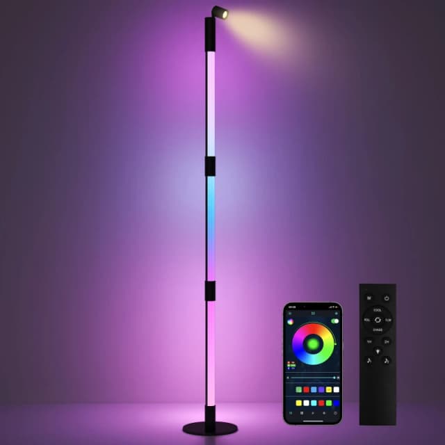 HOMCOM LED Floor Lamp - Corner Floor Lamp App & Remote Control Dark Grey TJ Hughes 5063603784253