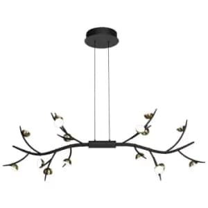 16 Light Linear Ceiling Pendant, 16 x 3W LED, 3000K, 2640lm, Black, Antique Brass - Luminosa Lighting