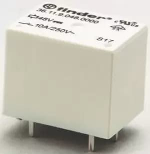 Finder, 48V dc Coil Non-Latching Relay SPDT, 10A Switching Current PCB Mount Single Pole, 36.11.9.048.4011