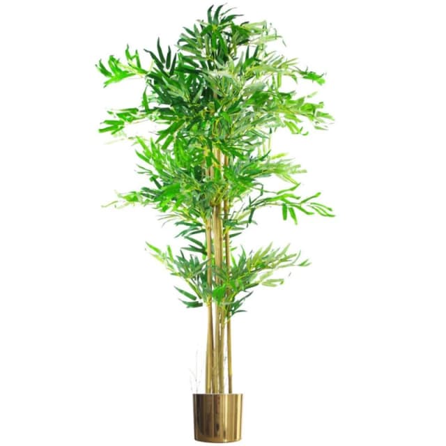 Leaf XL 5ft Artificial Bamboo Tree - Realistic, Low Maintenance, Gold Metal Planter