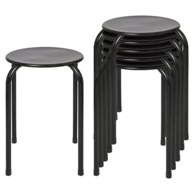 Harbour Housewares Metal Stacking Stools - Matt Black - Pack Of 6