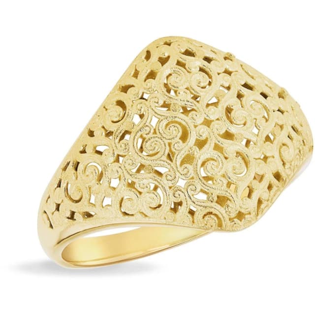 Be You 9ct Gold Satin Filigree Dome Ring Yellow Gold female M