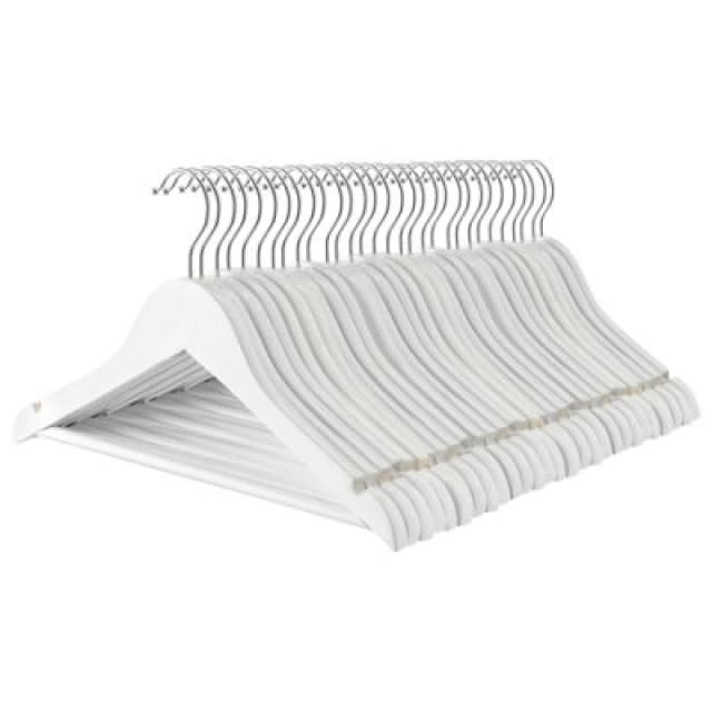 Harbour Housewares Wooden Children's Coat Hangers - White - Pack Of 30