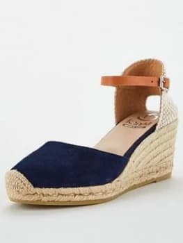Kanna Laura20 Suede Platform Wedge Espadrille - Navy