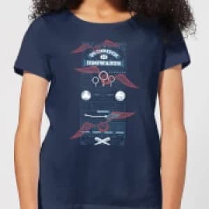 Harry Potter Quidditch At Hogwarts Womens T-Shirt - Navy - L