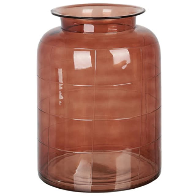Beliani Flower Vase Vindaloo Glass 35cm Golden Brown