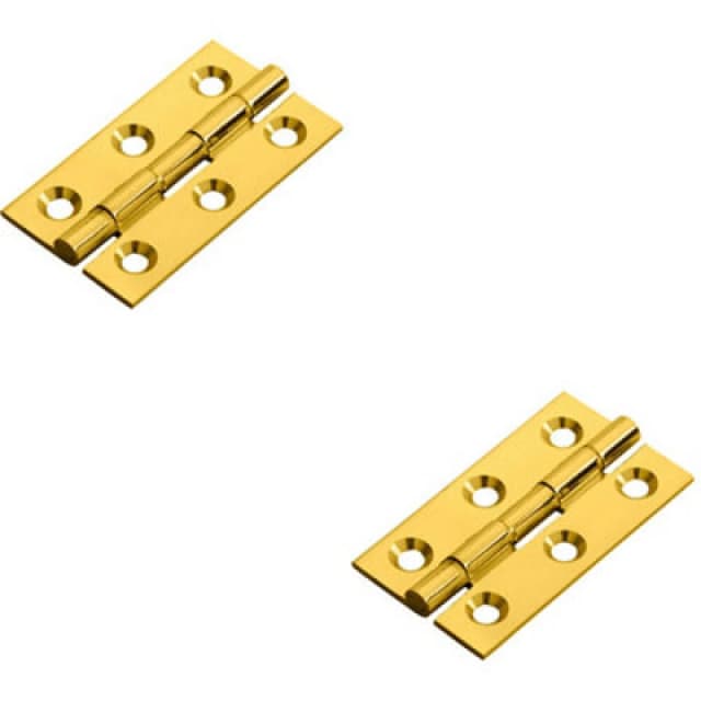 Loops 2x PAIR 50 x 28 x 1.5mm Cabinet Hinge Polished Brass Small Cupboard Door Metallics