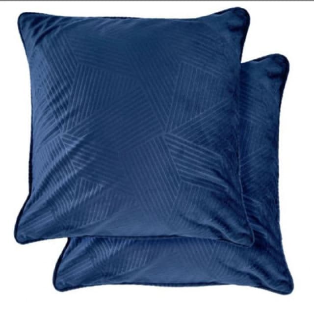New Edge Blinds Deco Collection Soft Velvet Geometric Cushion Cover in Blue Size: 43cm x 43cm Blue Unisex 43cm x 43 cm