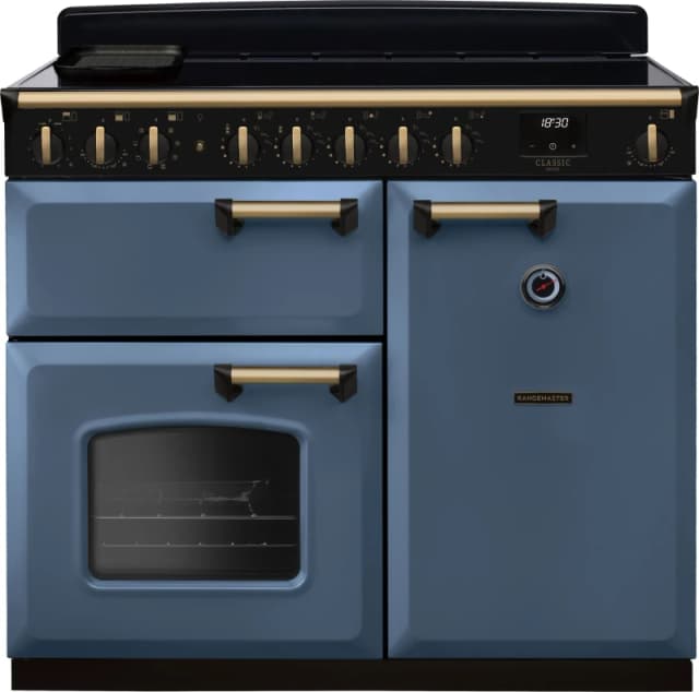 Rangemaster CLDL100EIPSTB/AB1 Classic Deluxe 100cm Induction Range Cooker Antique Brass Trim 18313 - STONE Blue CLDL100EIPSTB/AB1