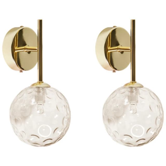 Beliani Set Of 2 Wall Lamps Anadyr Glass Beige