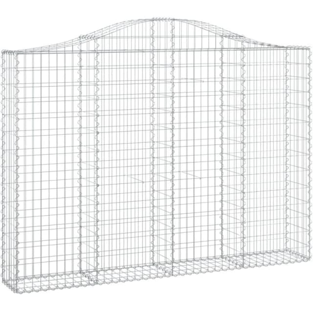 vidaXL Arched Gabion Basket 200x30x140/160cm Galvanised Iron, Silver 153387