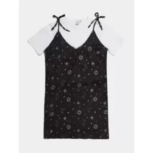 Skinny Dip Layered T-Shirt Slip Dress - Black