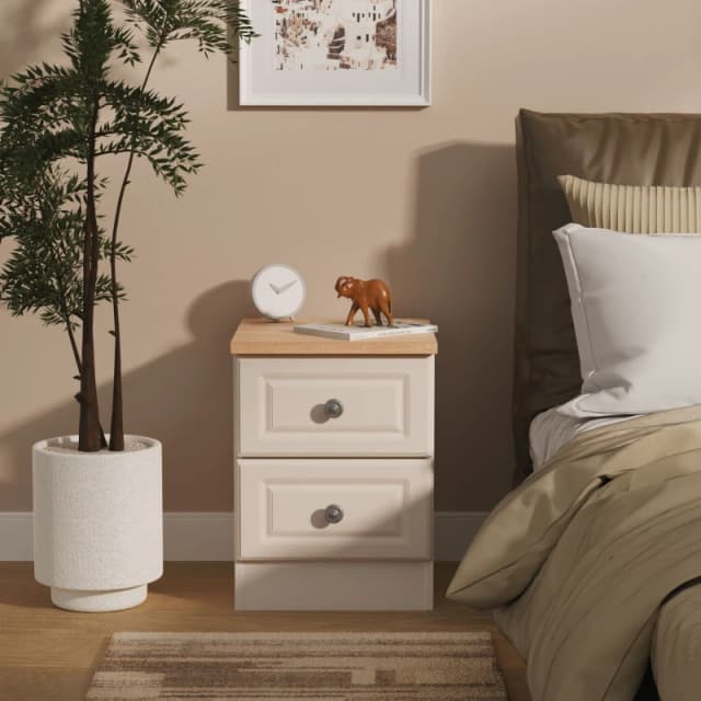 Ready Assembled 2 U Surrey 2 Drawer Bedside Cabinet (Ready Assembled) in Taupe Size: Small Taupe Unisex Small