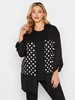 Yours Block Detail Polka Dot Cardigan - Black, Size 18, Women