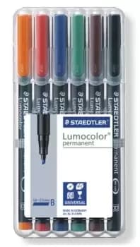 Staedtler 314 WP6 permanent marker Black, Blue, Brown, Green,...
