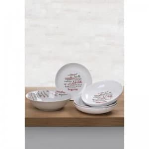 5 Piece Italian Red and Green Script Pasta Set