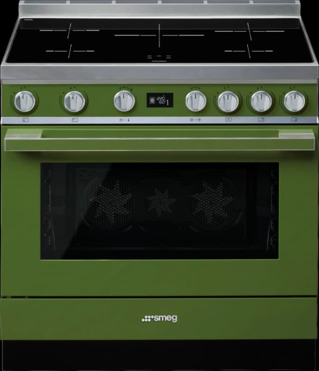 Smeg Portofino CPF9iPOG 90cm wide Electric Range Cooker with Induction Hob and Pyrolytic Cleaning - Olive Green - A+ Rated, Green