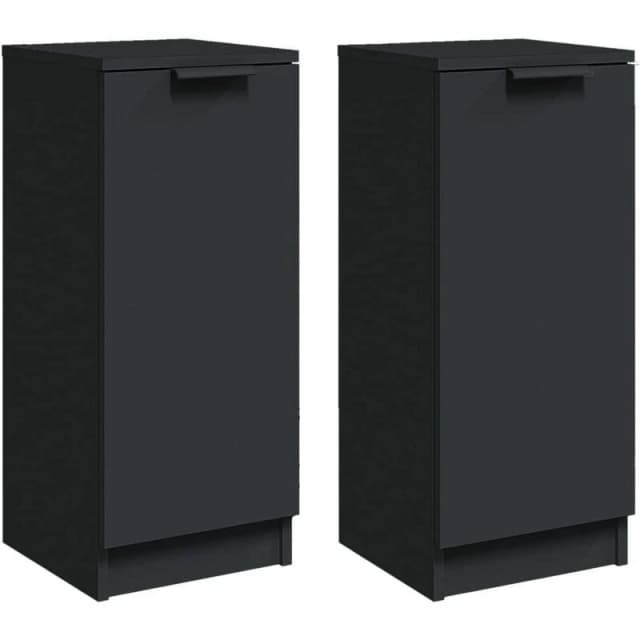 VIDAXL Sideboards 2 pcs Black 30x30x70cm Engineered Wood Vidaxl 8720287078609