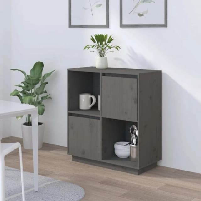 VIDAXL Sideboard Grey 74x35x80cm Solid Wood Pine Vidaxl 8720286923320