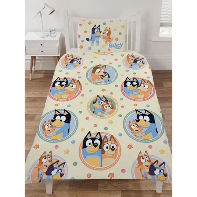 Bluey Happy Cotton Duvet Cover Set in Yellow Size: Single Yellow Unisex Single