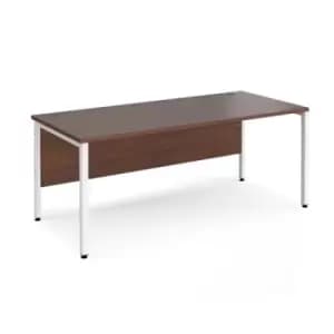 Office Desk 1800mm Rectangular Desk With Bench Leg Walnut Tops With White Frames Maestro 25