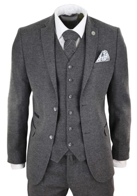 Oliver Tweed 3 Piece Wool Tweed Vintage Retro Suit Grey