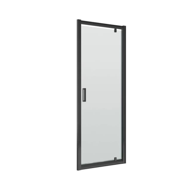 Balterley Toughened Safety Glass Reversible Pivot Shower Door Black 6mm 760mm Black Unisex