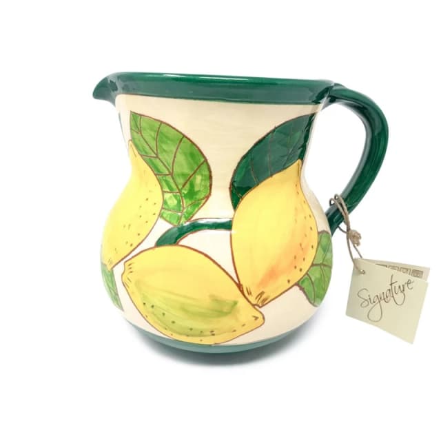 Verano Spanish Ceramics Signature Lemons Hand Painted Ceramic Kitchen Dining Large Pourer Jug 1.5L (H) 19cm Multi