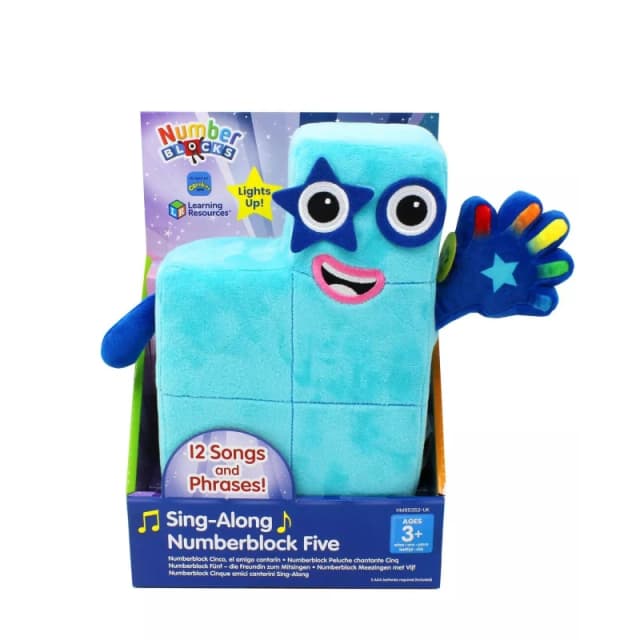 Learning Resources Sing-Along Numberblock Five Plush Interactive Toy, Counting Toy - Age 3+