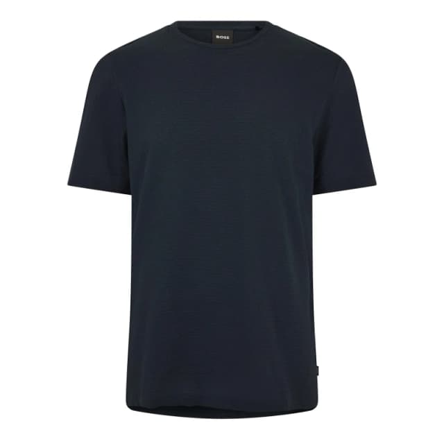 Boss Mens Tiburt Bubble Structure Cotton Short Sleeve T-Shirt Dark Blue male Small