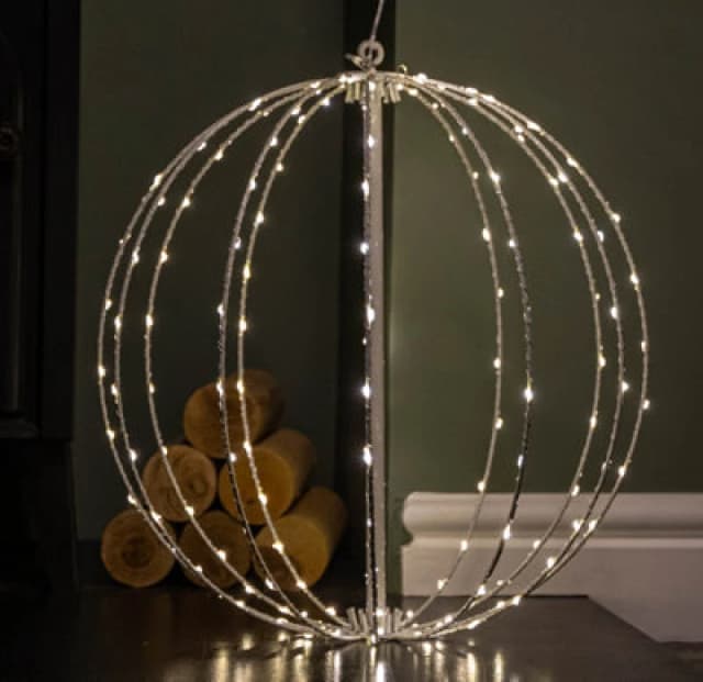 40cm White Metal Folding Christmas Ball with 156 Warm White LEDs