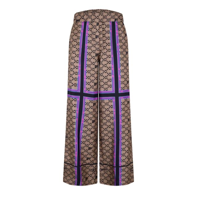 Off White Womens Monogram Silk Wide Leg Pyjama Trousers Brown Black female 4 (36)